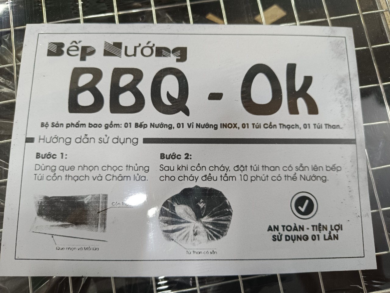 Bếp Nướng Than BBQ 31x21x9cm Tặng Kèm Túi Than Và Cồn