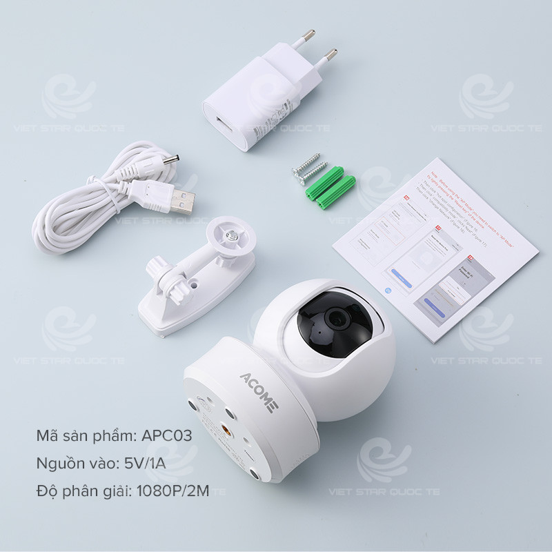 Camera Wifi Thông Minh Trong Nhà ACOME APC03 Độ Phân Giải 1080P - Hàng Chính Hãng