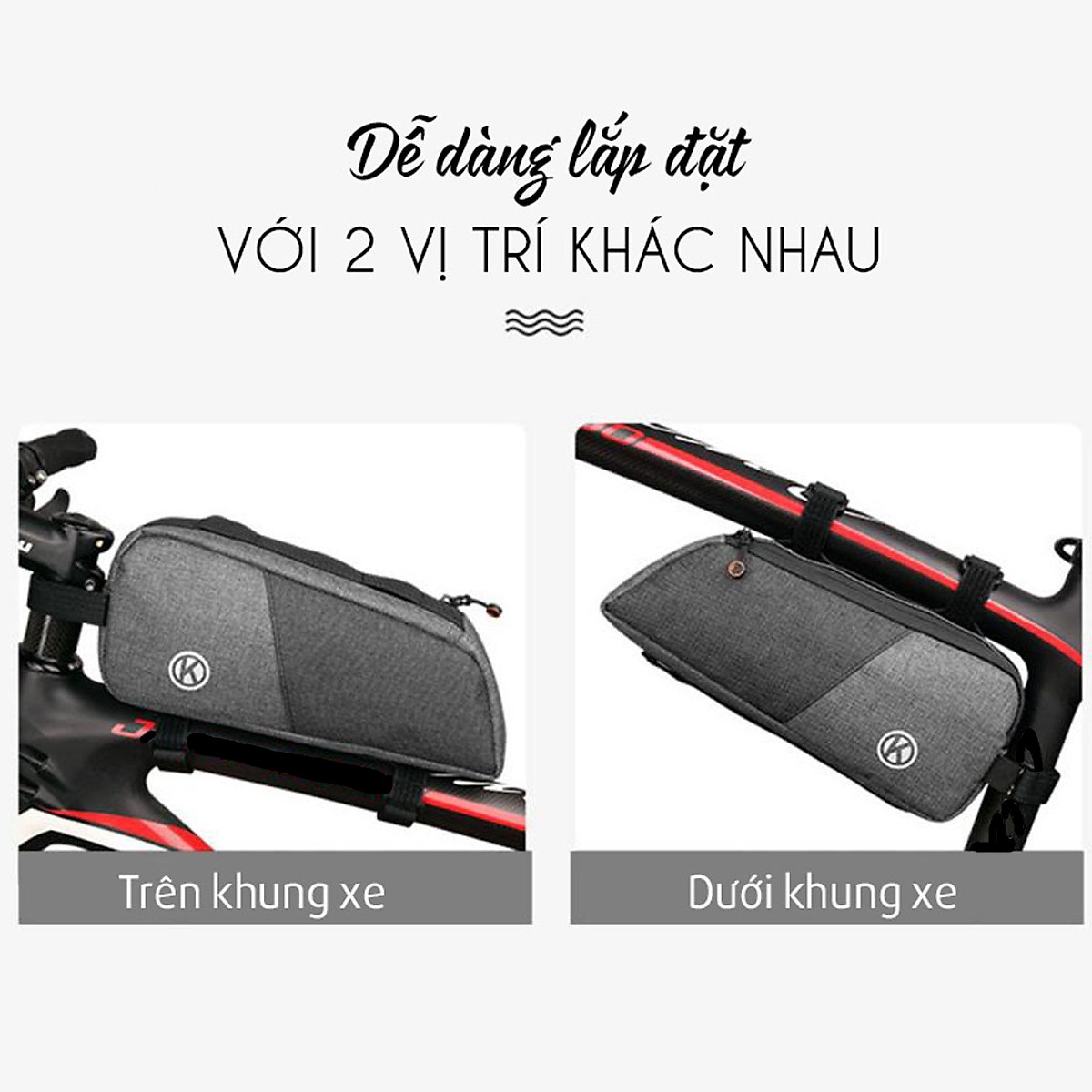 Túi Treo Xe Đạp Thể Thao The K Size Lớn 26cm - Túi Đeo Xe Đạp Địa Hình Chống Nước, Túi Treo Xe Đạp Thể Thao Chống Nước Size Lớn 26 cm Túi Xe Đạp Treo Sườn Xe Dài 1 Ngăn ML02 Chống Nước Vải Oxford Chống Mài Mòn - Phụ Kiện Xe Đạp Chính Hãng dododios