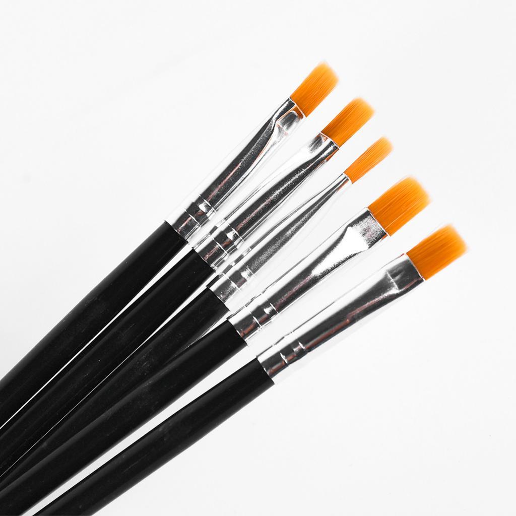 Paint Brushes Set, 5Pcs Flat Tip Paintbrushes Nylon Hair Artist Acrylic Paint Brushes for Acrylic Oil Watercolor, Face Nail Art, Miniature Detailing