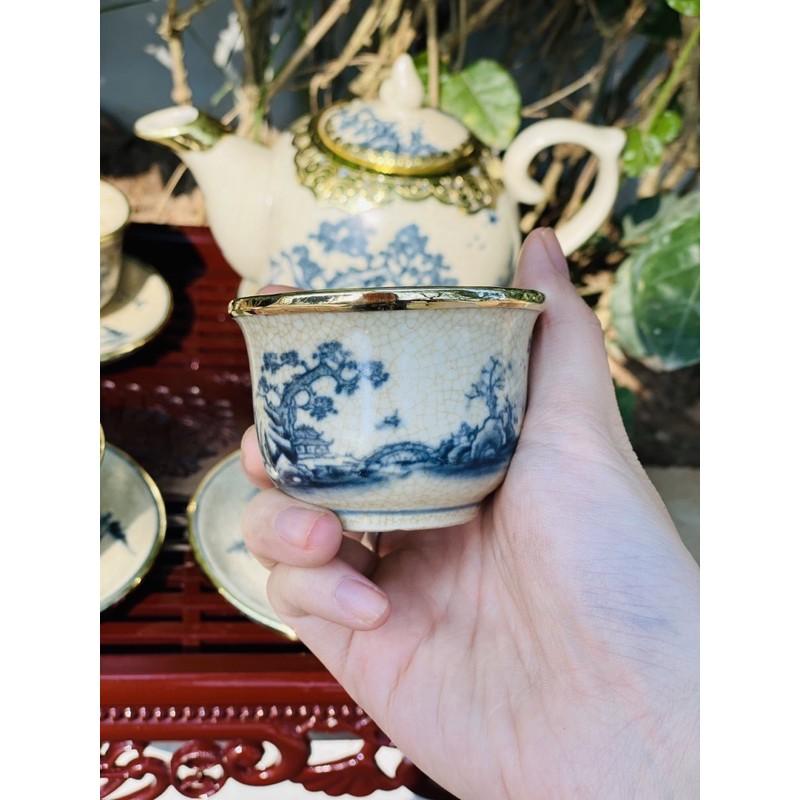 Ấm chén men rạn cổ bọc đồng