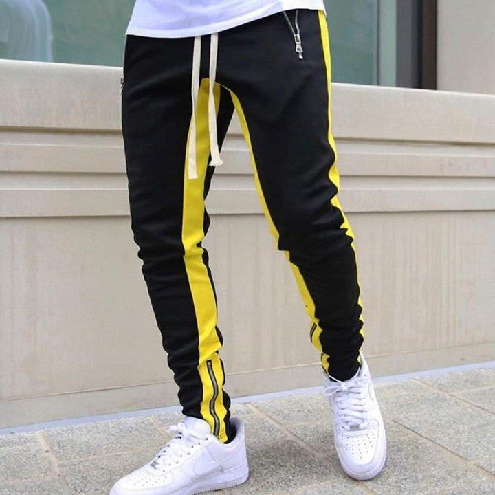 Quần thể thao nam zipper 2 line cực chất,phong cách năng động cá tính chất thun co giãn thoải mái,Quần Thun Thể Thao Nam 3 Sọc Quần Nam Thu Đông Co Giãn Ống Suông