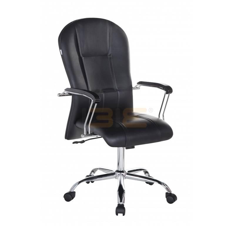Ghế Trưởng Phòng Tay Ốp Gỗ Chân Thép Mạ Cao Cấp IBIE IB320A - Đen