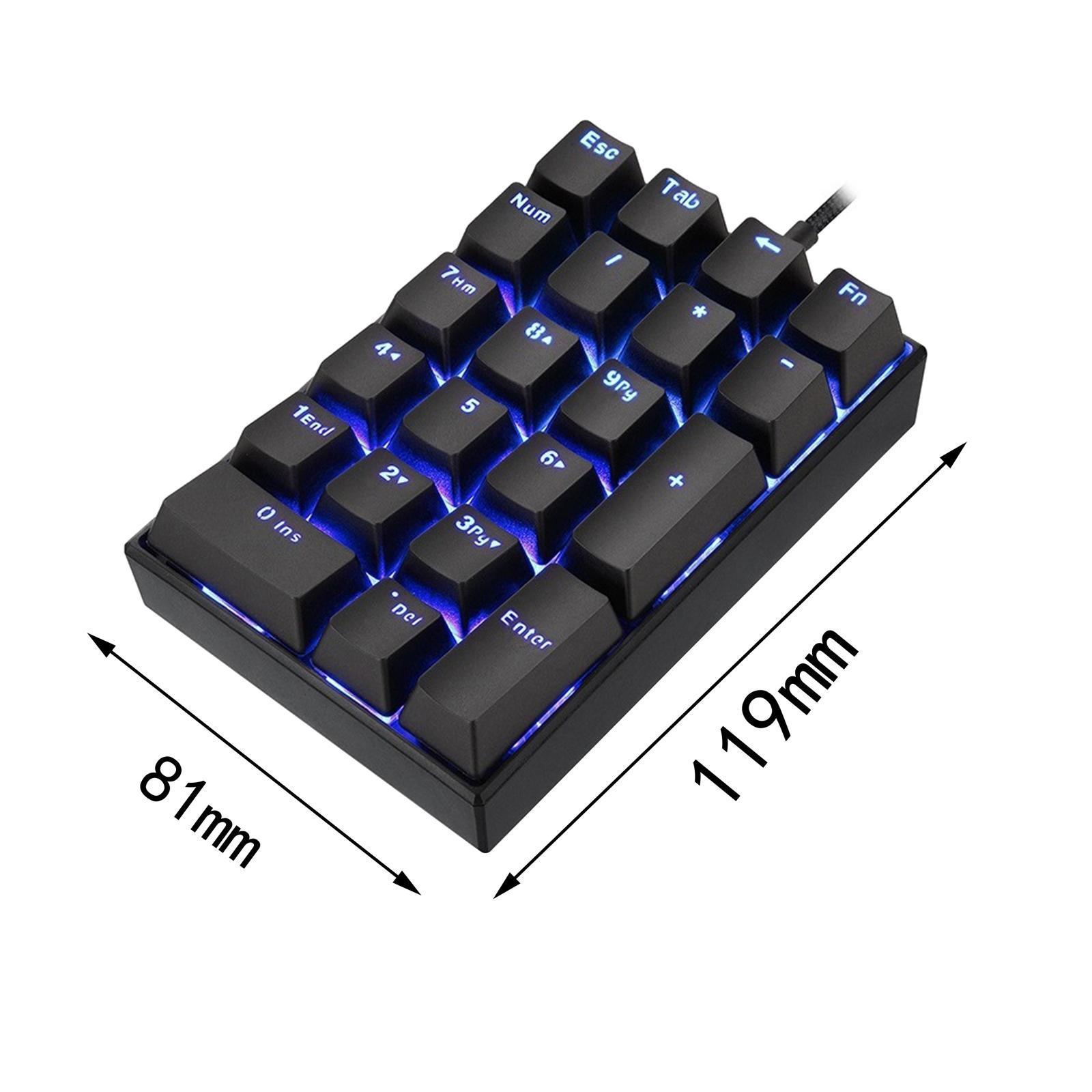 K23 Mini LED Backlit Numeric Keypad USB- Home Use 21-Key Blue