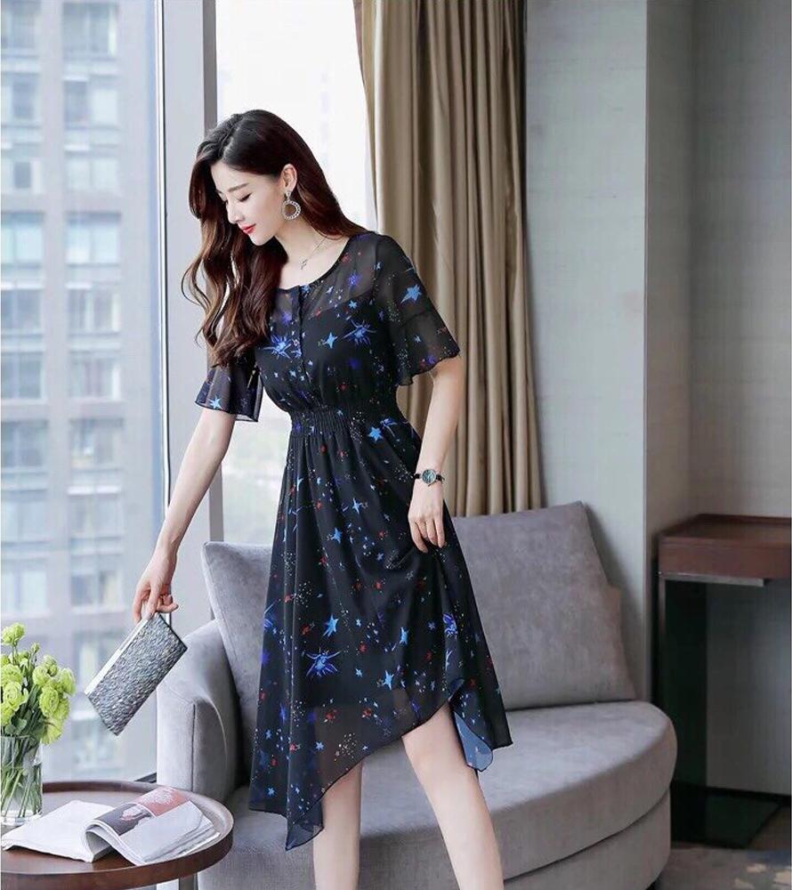 Đầm Dự Tiệc Voan Nhập Màu Đen- Size L