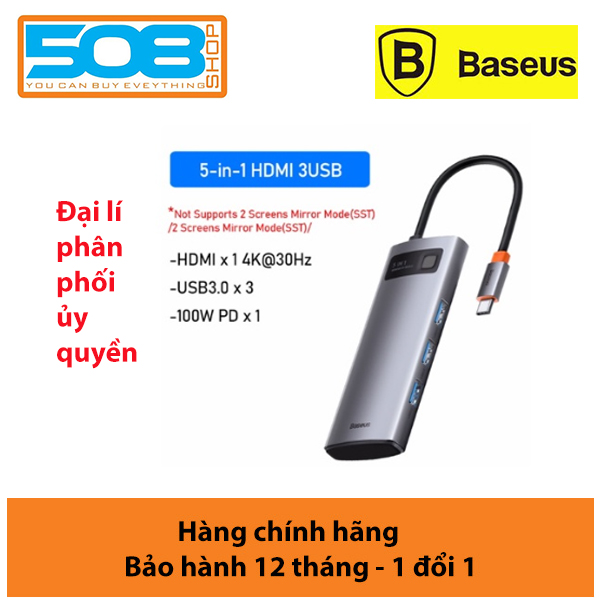 (Hàng chính hãng) Hub chuyển đổi đa năng Baseus Type-C - HDMI, USB, RJ45, SD, TF,... dành cho Macbook, Notebook, Laptop,... 