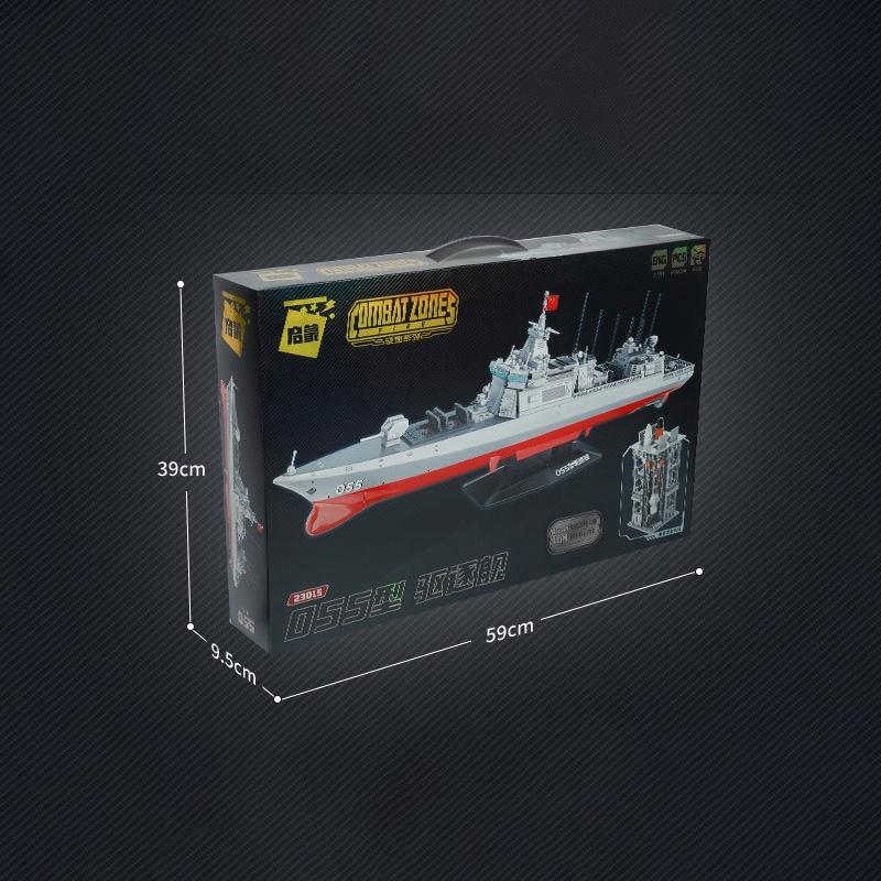 Đồ chơi Lắp ráp Tàu chiến hạm 055, Enlighten 23015 Warship, Xếp hình thông minh, Mô hình Thuyền chiến
