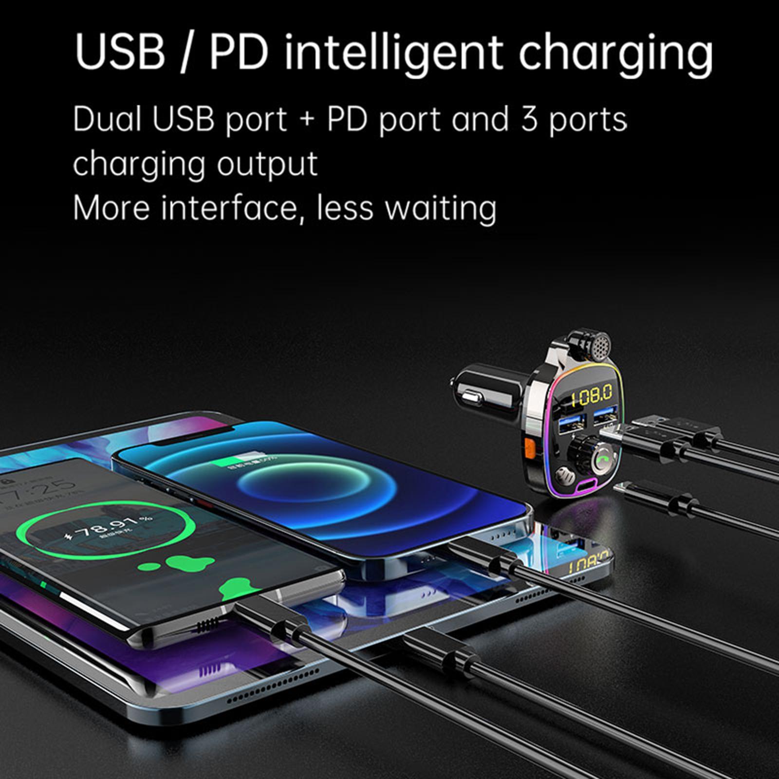 PD Car Charger Dual USB Led Fast Charge Type  Adapter