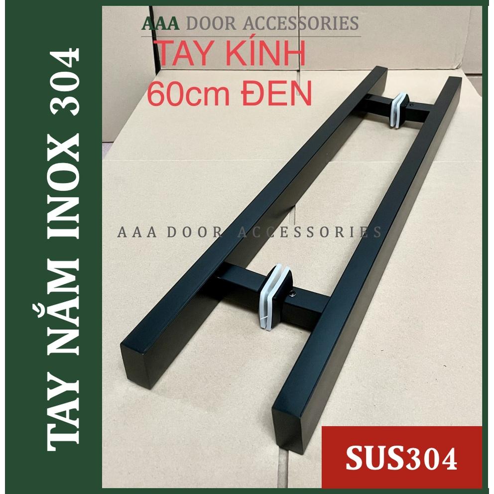 Tay nắm cửa kính cường lực inox 304 xi ĐEN chân vuông