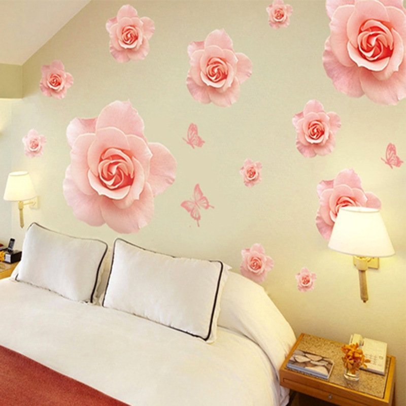 Decal dán tường hoa hồng hiện đại sang trọng