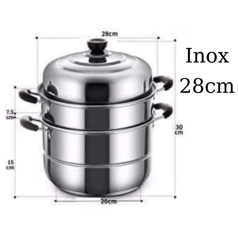 Nồi hấp 3 tầng 2 tầng inox dùng cho bếp từ bếp ga bếp hồng ngoại kèm 1 vỉ hấp và 1 xửng hấp