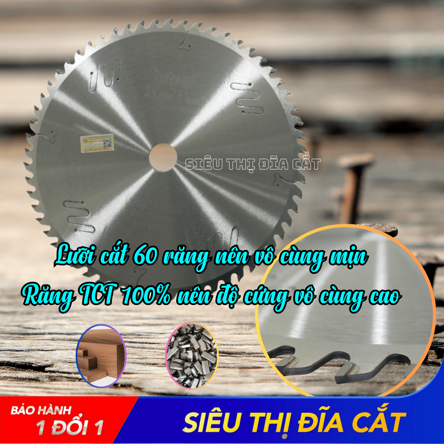 Lưỡi Cắt Gỗ Cao Cấp Khe Laser 255-60 Răng KingTom - Chuyên Gỗ Cứng, Gỗ Có Đinh