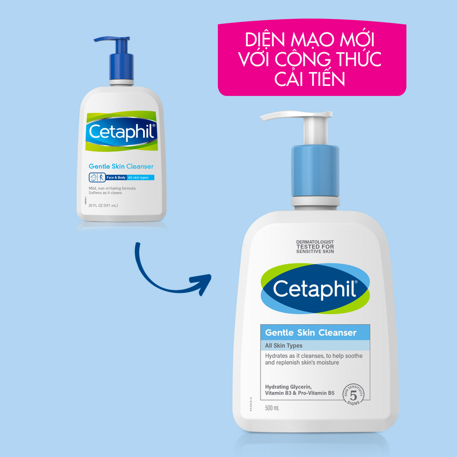 Combo 2 Sữa rửa mặt dịu nhẹ cho da nhạy cảm Cetaphil Gentle Skin Cleanser 500ml