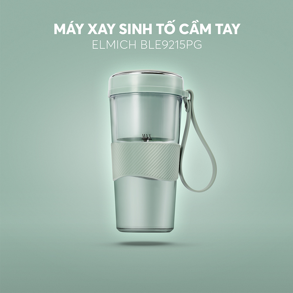 Máy Xay Sinh Tố Cầm Tay Elmich BLE9215 400ml, Hàng Chính Hãng,Lưỡi Dao 10 Cánh,Xay Nhanh 40s-JoyMall
