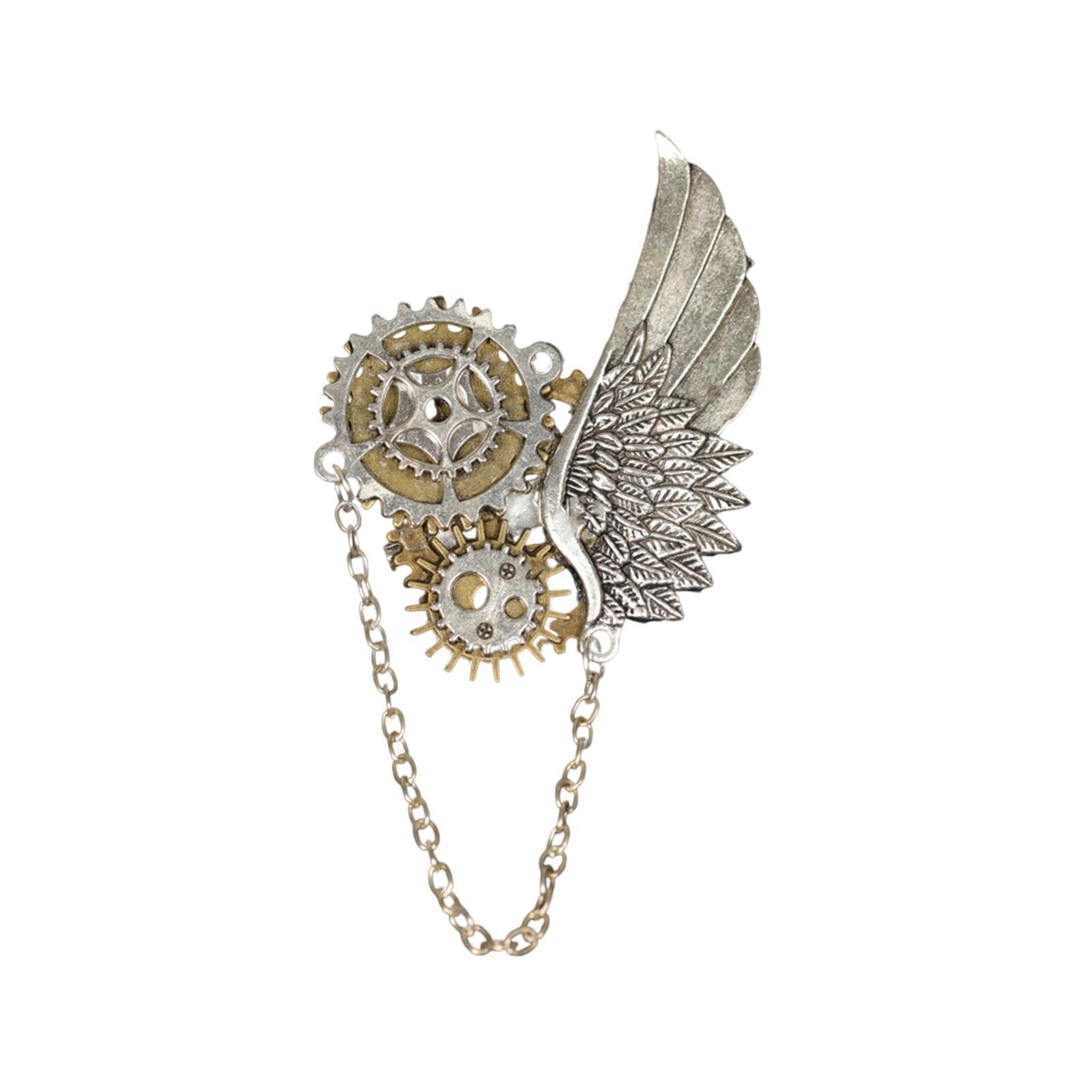 Angel Wing Brooch Metal Decorative Halloween Costume Hanging Chain Brooches