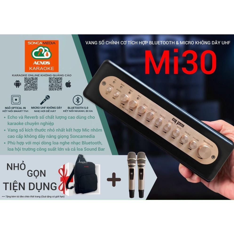 Vang số chỉnh cơ acnos mi30 - Kèm 2 micro UHF - Tặng kèm túi đeo cao cấp acnos.