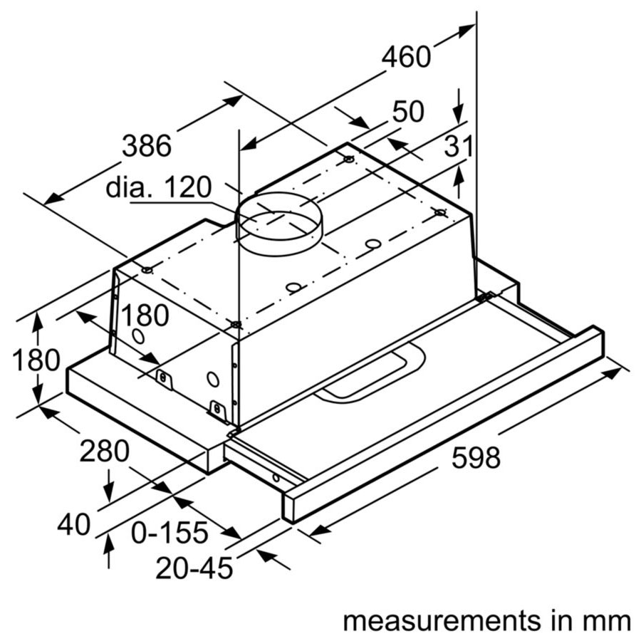 Máy hút mùi âm tủ Bosch DHI623GSG - Hàng chính hãng