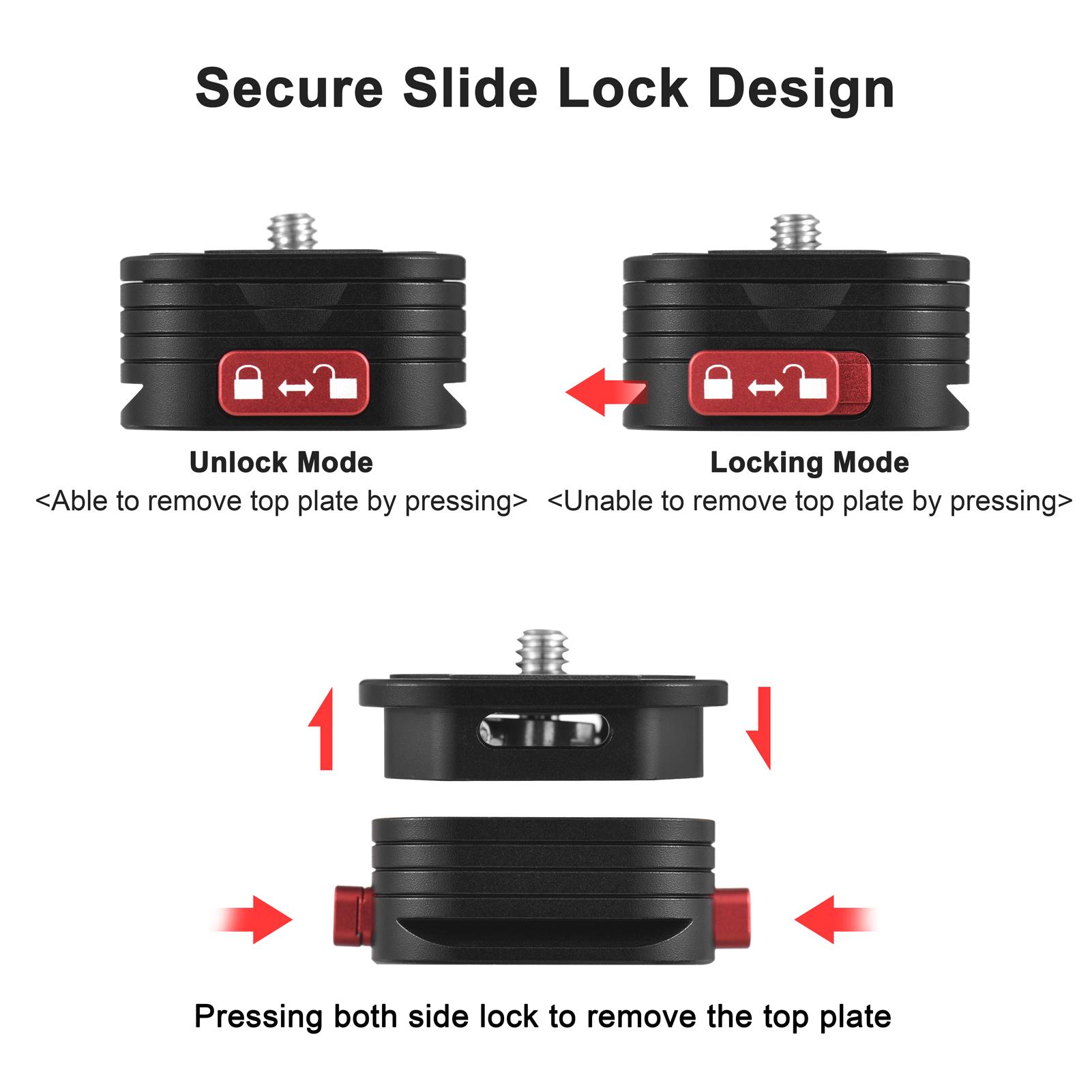 Quick Release Plate Tripod QR Plate Camera Mount Adapter Quick Setup Aluminum Alloy with 1/4 Inch Screw for DSLR Mirrorless Camera Tripod Gimbal Stabilizer