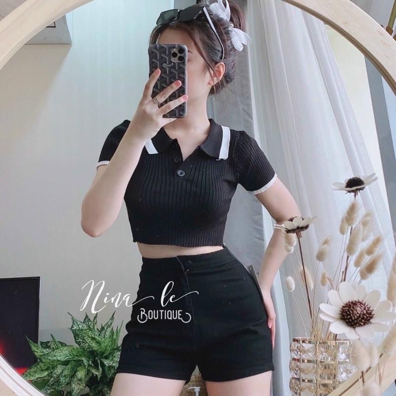 Áo polo croptop thun gân mịn siêu hot