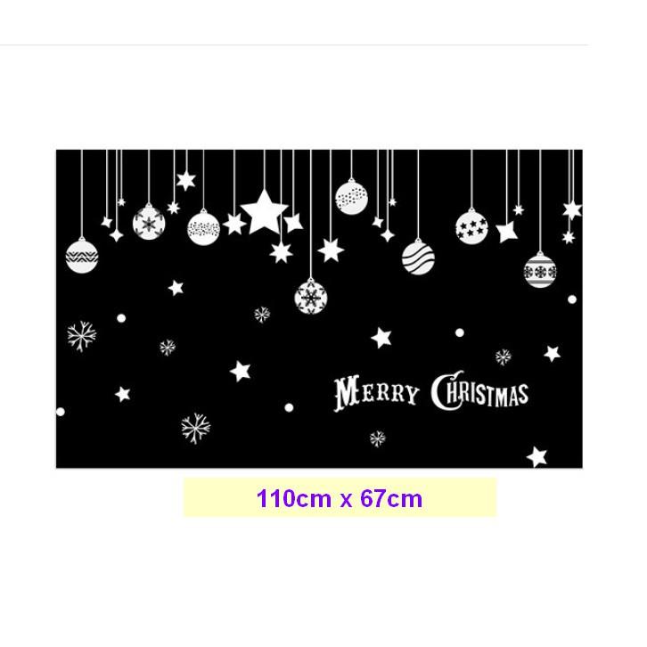 Decal trang trí noel rèm trái châu kèm chữ