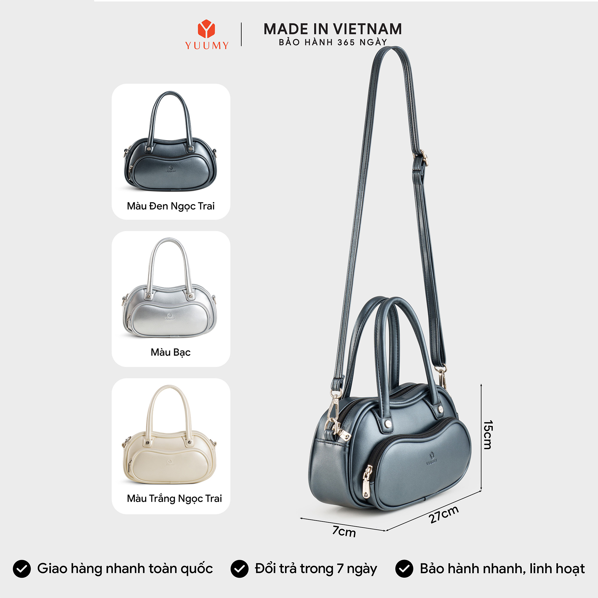 Túi Yuumy ( Thời trang nữ thiết kế dáng vòm cá tính - Túi xách da Glossy YTX88 )