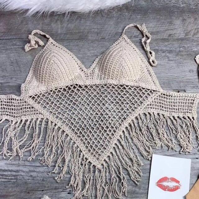 07-Set bikini ren đi biển 2 món áo bra- quần sóc