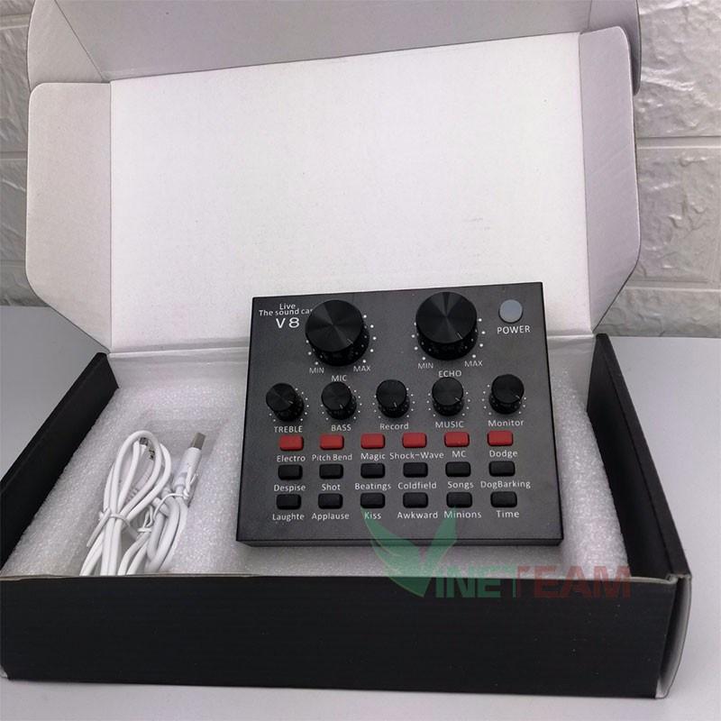 Soundcard thu âm V8 có Autotune Chuyên Livestream (Tiếng Anh / Tiếng Việt)