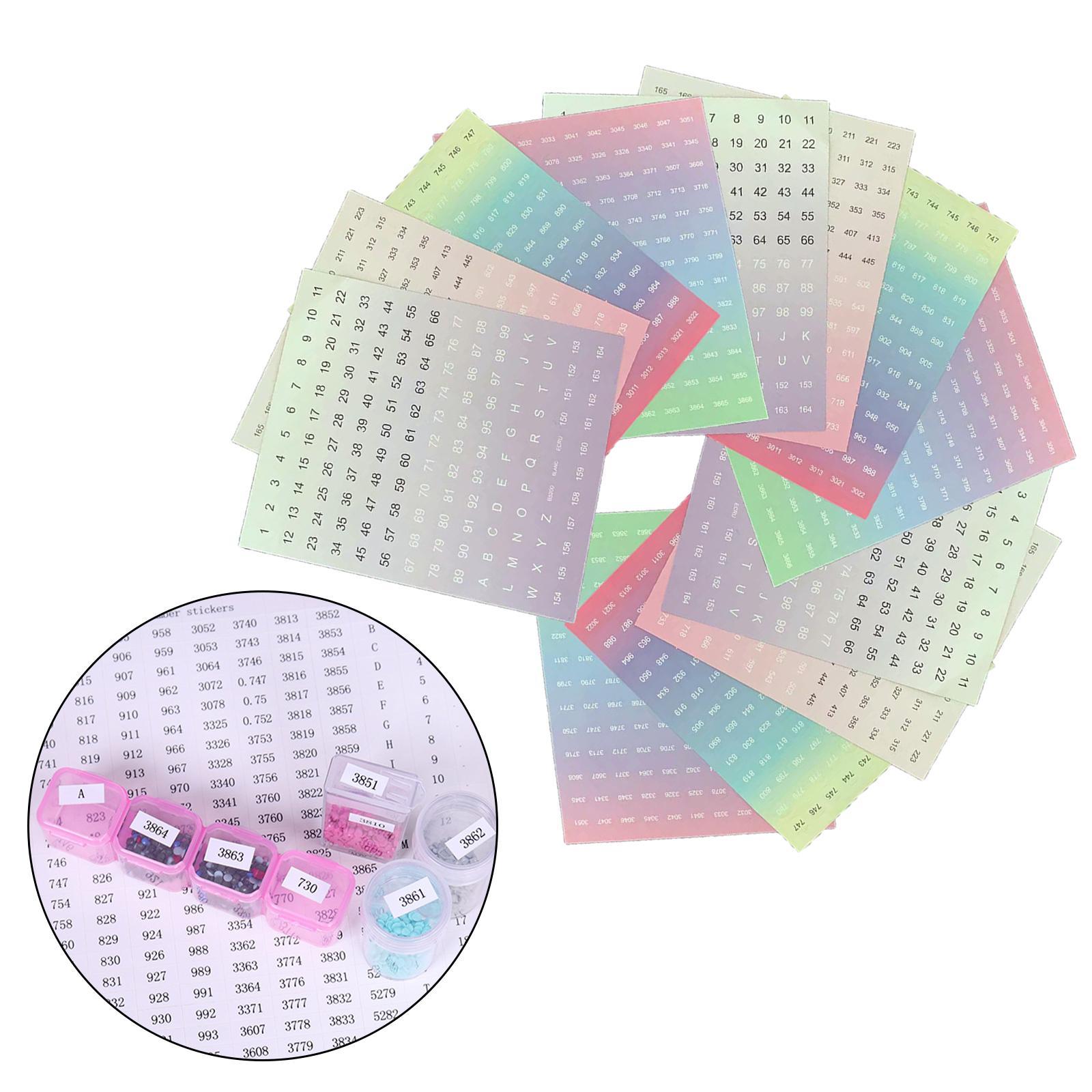12 Sheet Color Number Stickers Labels for Accessory Storage Box for Adults Kids