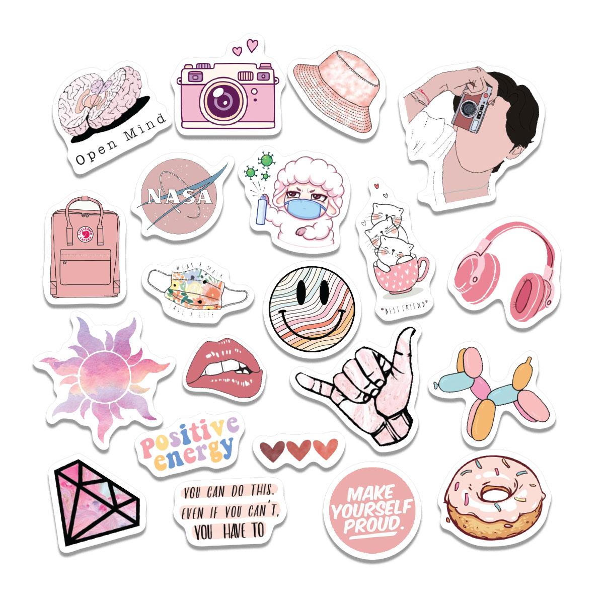 Sticker Dark Pink Màu Hồng Tối Ngẫu Nhiên Chất Lượng Cao Chống Nước