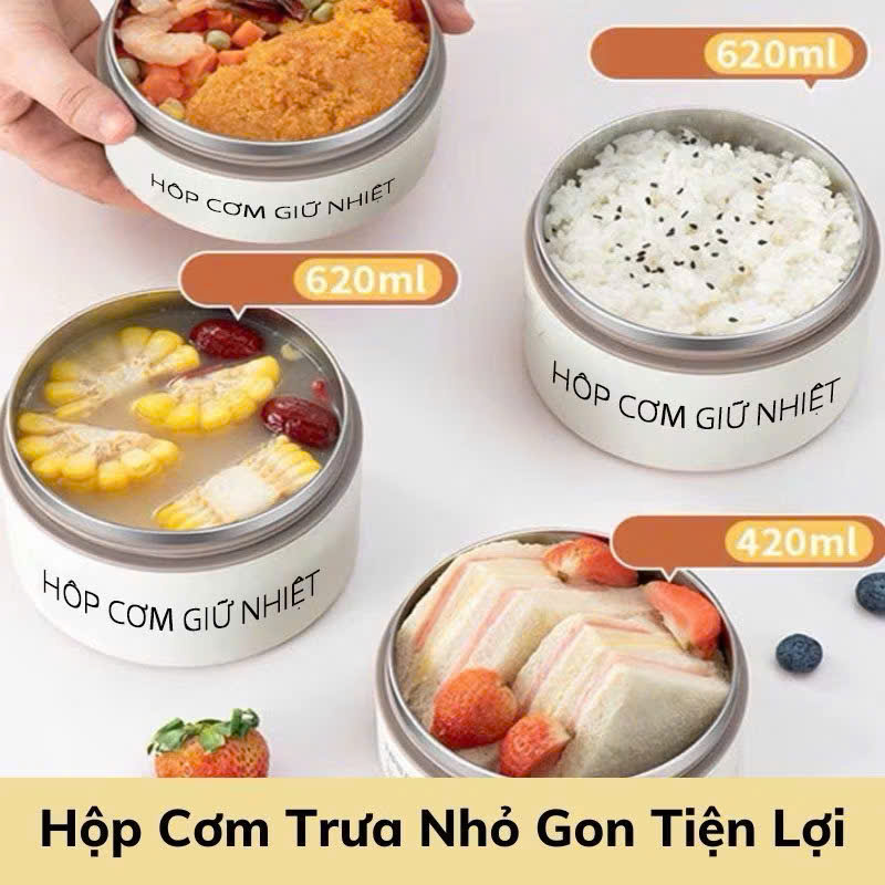 Hộp Cơm Giữ Nhiệt Văn Phòng Lunch Box 3-4 Tầng Kèm Muỗng Đũa Inox, Túi Đựng Cao Cấp, Dùng Được Trong Lò Vi Sóng - HÀNG CHÍNH HÃNG MINIIN