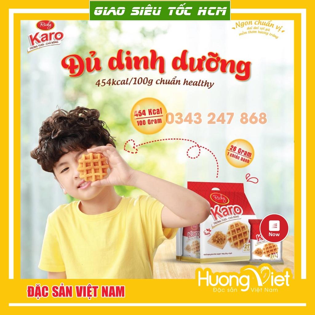 Bánh Karo Richy trứng tươi chà bông sợi gà túi 156g , bánh trứng tươi karo mềm ngon, bánh caro