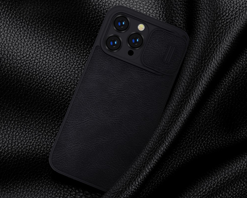 Hình ảnh Bao da dành cho iPhone 14 Pro Max hàng chính hãng Nillkin QIN có nắp trượt bảo vệ camera - Hàng nhập khẩu