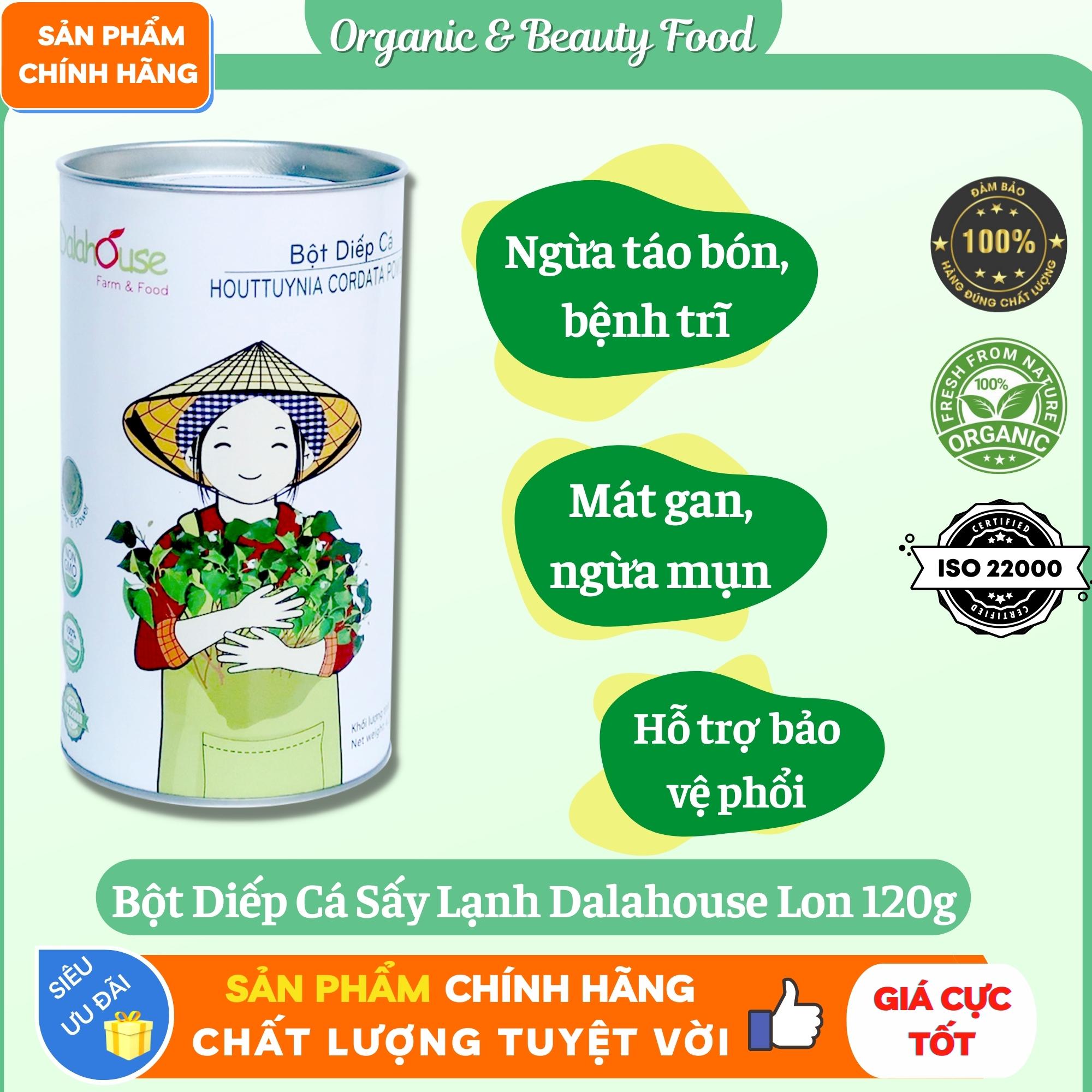 Bột Diếp Cá Hữu Cơ Sấy Lạnh Nguyên Chất Dalahouse - Lon 120g - Ngừa táo bón, bệnh trĩ - Mát gan , ngừa mụn - Hỗ trợ bảo vệ phổi