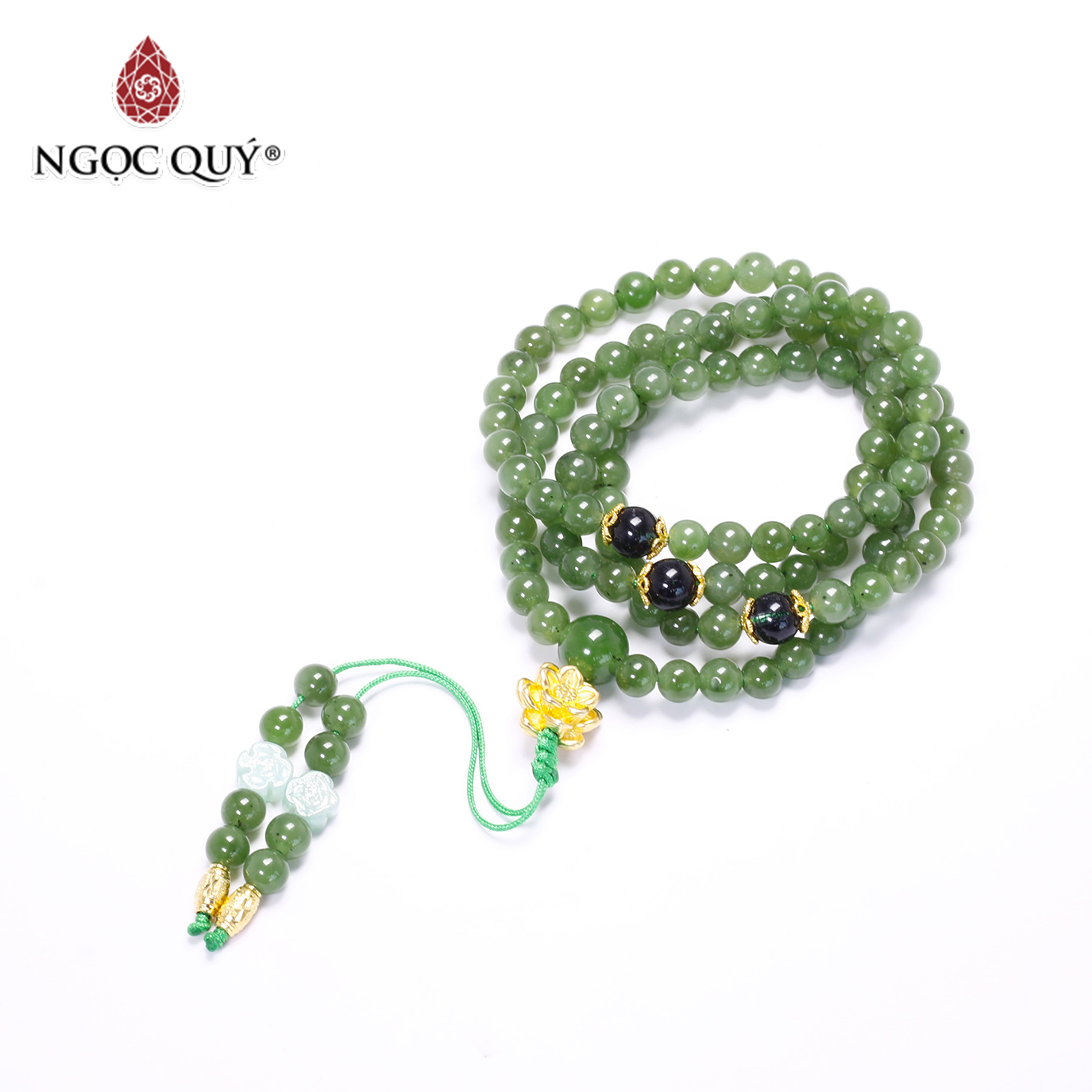 Chuỗi 108 hạt ngọc bích mệnh hỏa, thổ - Ngọc Quý Gemstones