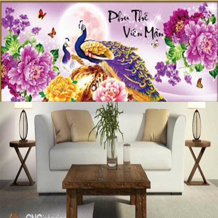 Tranh thêu công tím phu thê viên mãn 88916 - kích thước: 70 * 33cm.