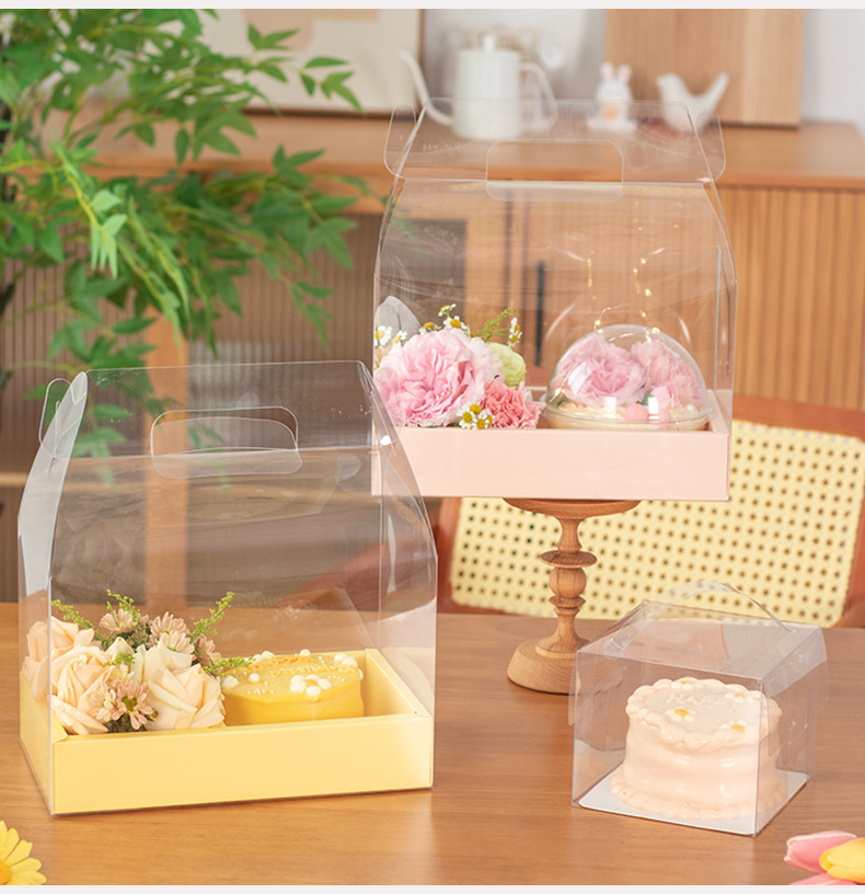 Hộp Đựng Bánh Và Hoa Hộp Quà Tặng MICA Trong Suốt 2 Ngăn Cho Sinh Nhật Valentine 8/3