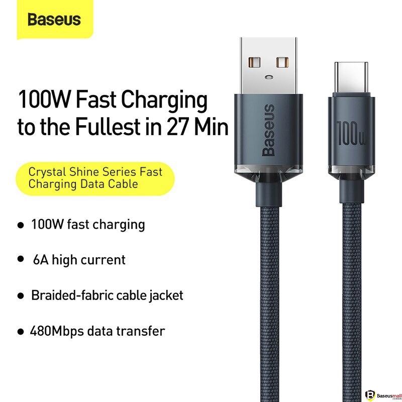 Baseus -BaseusMall VN Cáp Sạc Siêu Nhanh Baseus Crystal Shine Series Fast Charging USB to Type-C 100W (Hàng chính hãng