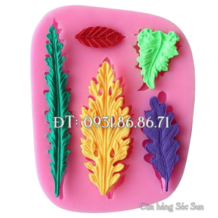 Khuôn silicon 5 chiếc lá - Mã số 1282