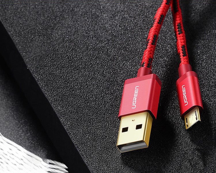 Cáp sạc và truyền dữ liệu Micro USB sang USB 2.0 vải dù bọc nilon bền đẹp dài 0.5m UGREEN 40456 - Hàng chính hãng