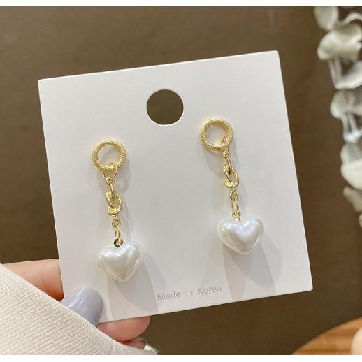 Hoa Tai Nữ Dáng Dài, Họa Tiết Trái Tim Trắng, BT04