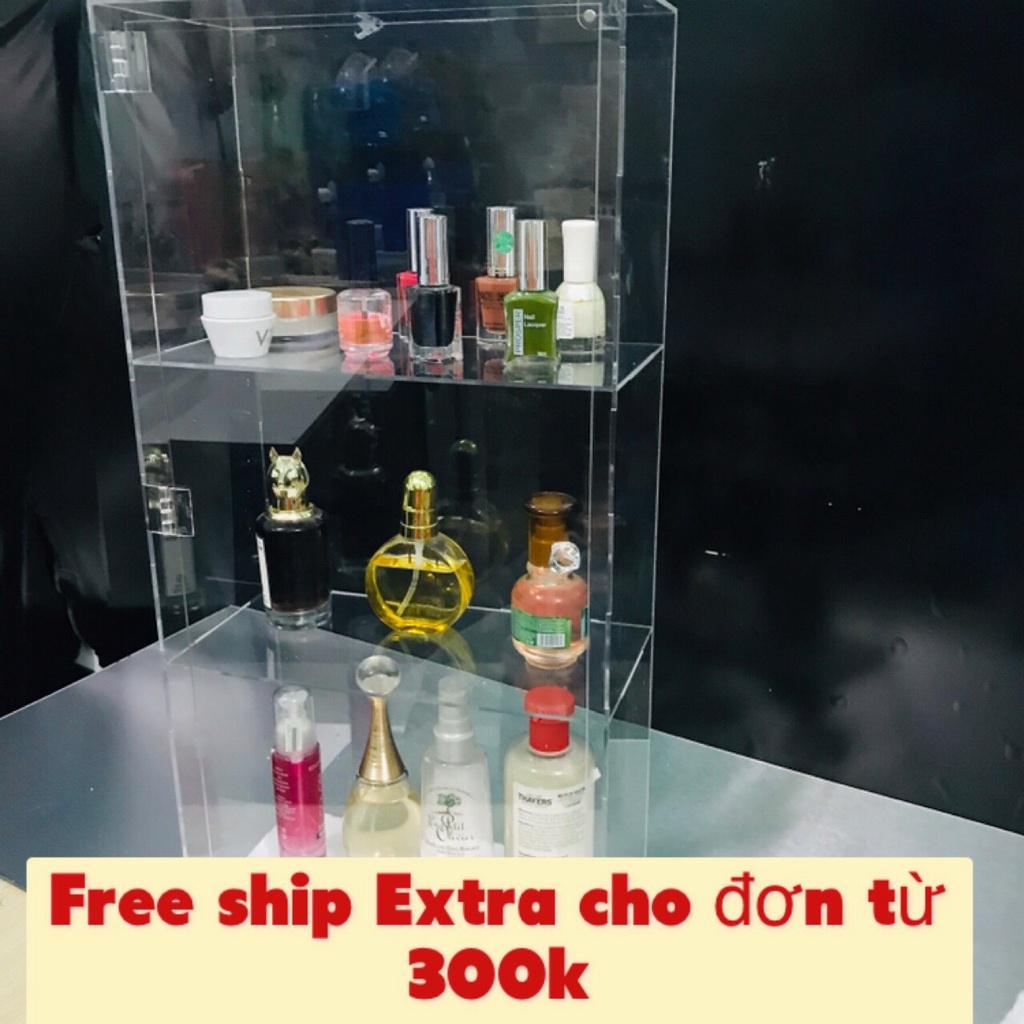 Tủ trưng bày nước hoa - Chất liệu mica trong suốt