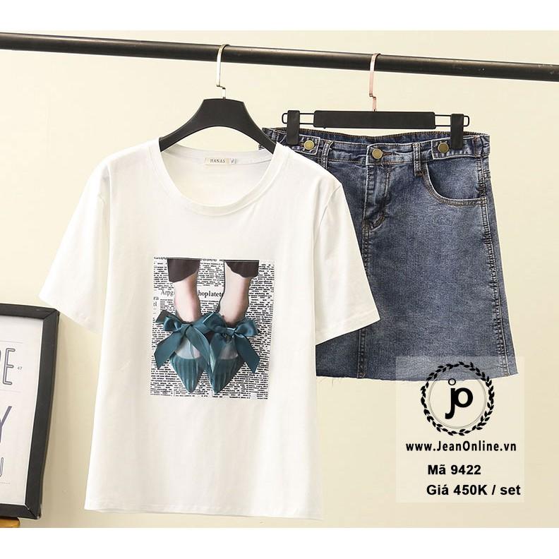Bigsize Nữ - Set áo thun + short váy jean
