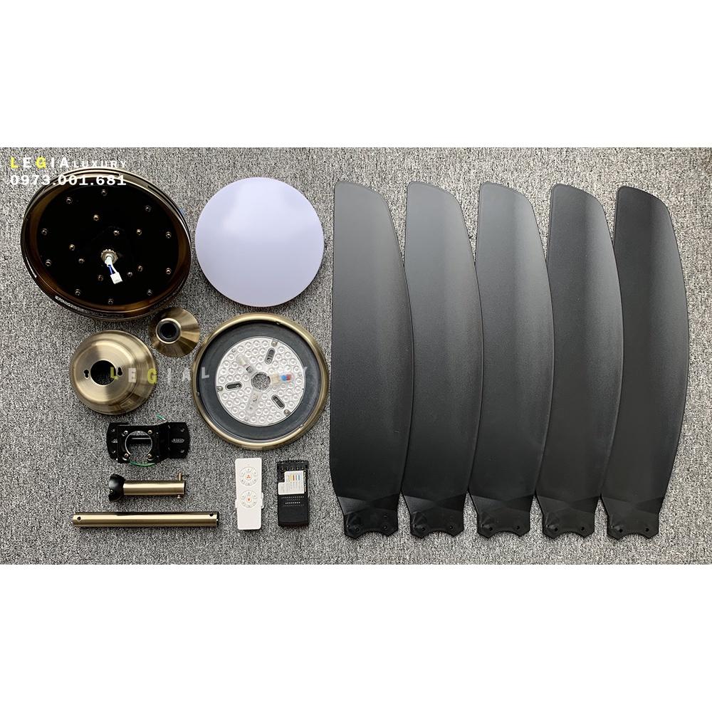 Quạt Trần Đèn Gió Mạnh LÊ GIA LGFAN655D - Chiều Cao 37cm - Sải Cánh 146cm - Bảo Hành 5 Năm {Chính Hãng