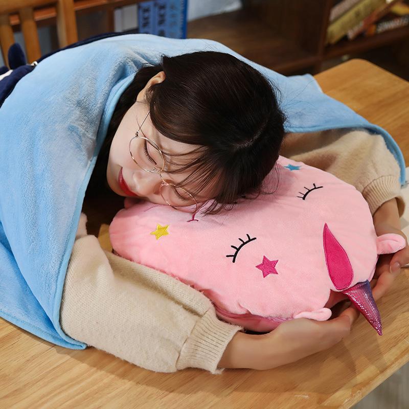 1 Cái 40*36Cm Hoạt Hình Hình Thú Nhồi Bông Gối Nhung Sáng Tạo Sang Trọng Không Khí-Tình Trạng Ngủ Trưa Chăn 2 trong 1 Đệm Trẻ Em Quà Tặng