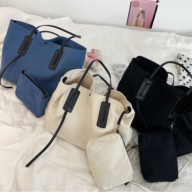 Combo Túi Xách Nữ Kèm Túi Nhỏ, Túi Vải Canvas Cỡ Lớn Đựng Nhiều Đồ, Túi Tote Đeo Vai Phong Cách Hàn Quốc Cỡ Lớn - OTV115 - Ope Store