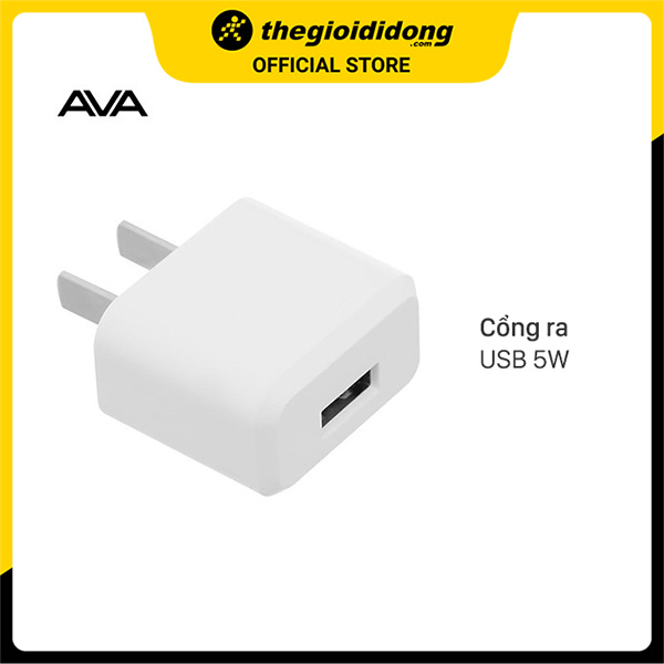 Adapter sạc USB 5W AVA JC62A Trắng - Hàng Chính Hãng