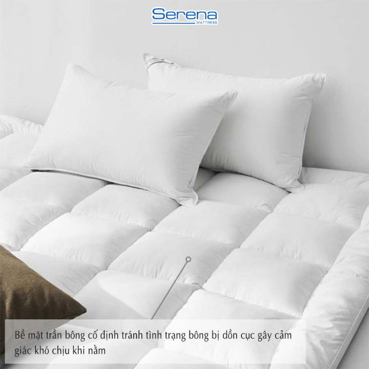 Đệm giường ngủ topper bông gòn microfiber SERENA cao cấp - tấm chăn lót đệm niệm topper toper nệm bông gòn trải sàn giường 1 người ngủ khách sạn dày 1m2 1m4 1m6 1m8 chính hãng