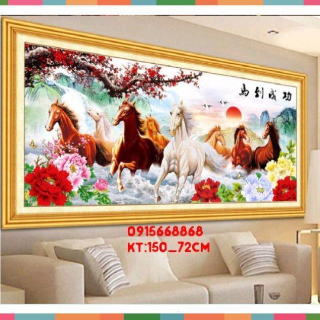 Tranh thêu chữ thập mã đáo thành công kt 150*72cm
