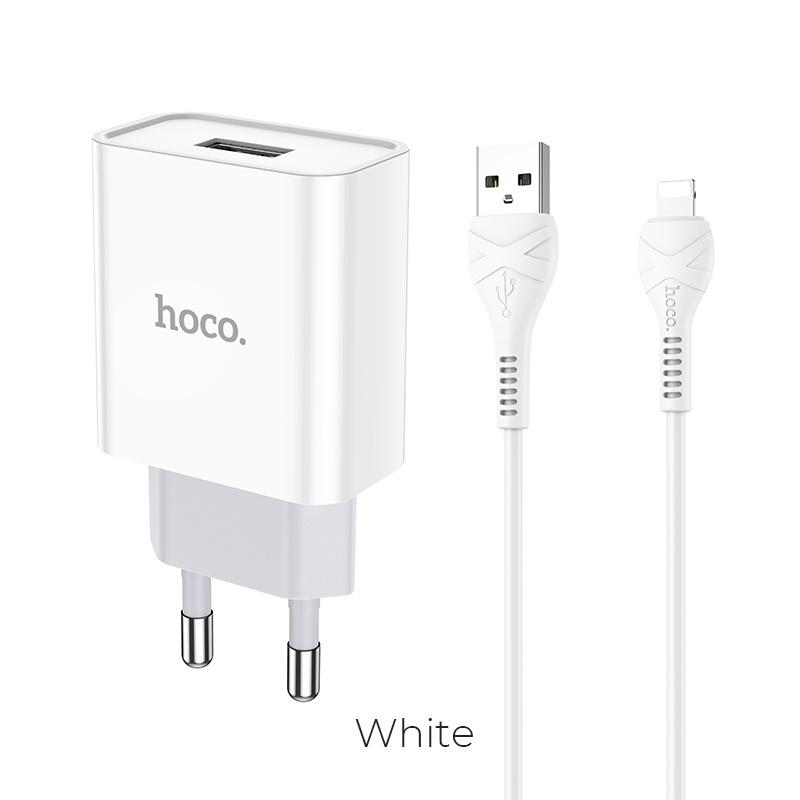 Bộ sạc Hoco C81A sạc nhanh 2.1A Max - Hàng Chính Hãng 1 cổng sạc Usb to lai ning  chất liệu PVC an toàn Pon Case