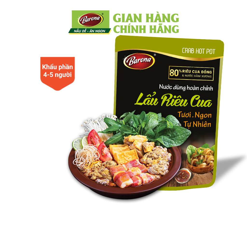 Combo 3 gói Nước dùng Lẩu Riêu Cua Barona 230g tươi ngon chuẩn vị không cần nêm nếm